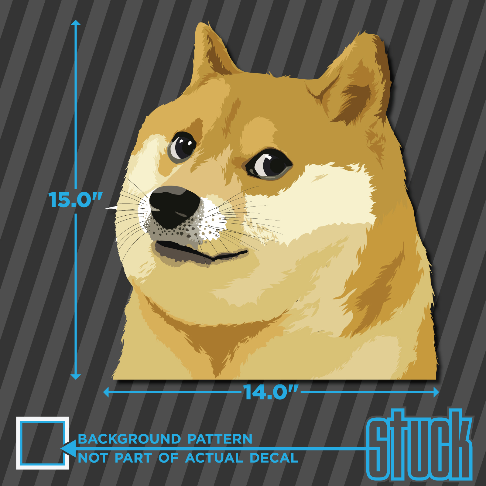 Doge Head LARGE - 14.0"x15.0" - printed vinyl decal sticker much wow ...